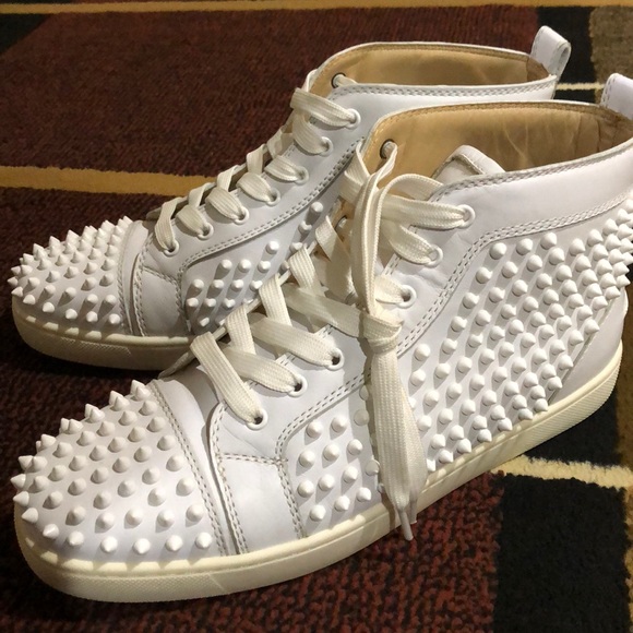 white and gold christian louboutins